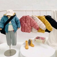 Áo Khoác Phao Trần Trám Lót Nỉ Cho Bé Trai Bé Gái 2-7 Tuổi