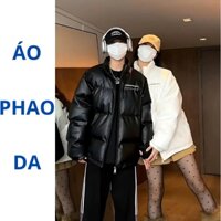 Áo Khoác Phao Vải Da Trần Bông 4 Lớp Cổ Cao, Chống Nước Chống Bụi phao da