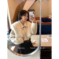 áo khoác phối lông dáng ngắn nữ , áo khoác dạ phối lông sang chảnh , áo khoác dáng ngắn cho nữ ( có sẵn )một cúc .