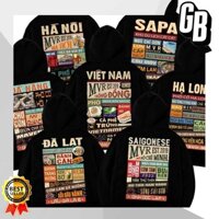 Áo khoác phượt khóa kéo zip hoodie tỉnh thành du lịch Việt Nam Đà Lạt Sài Gòn Hà Nội Hạ Long Sa Pa