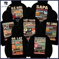 Áo khoác phượt khóa kéo zip hoodie tỉnh thành du lịch Việt Nam Đà Lạt Sài Gòn Hà Nội Hạ Long Sa Pa