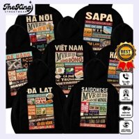 Áo khoác phượt khóa kéo zip hoodie tỉnh thành du lịch Việt Nam Đà Lạt Sài Gòn Hà Nội Hạ Long Sa Pa