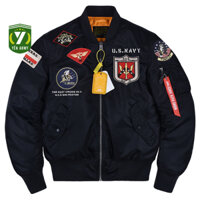 Áo Khoác Pilot Alpha Bomber Nam Chần Bông Màu Đen / Ghi Bạc / Xanh Rêu - Mã AP2662