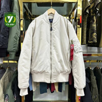 Áo Khoác Pilot Bomber Nam Trơn Chần Bông Màu Trắng Kem - Mã MA-1