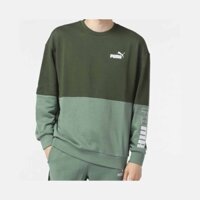 Áo Khoác Puma Nam Chính Hãng - PUMA POWER Color Block Crew Sweat - Màu Xanh | JapanSport 677683-31