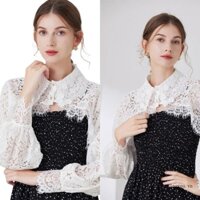 Áo Khoác Ren Lửng Tay Dài Hở Nửa Thân Thời Trang Cho Nữ
