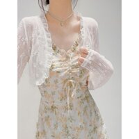 Áo khoác ren ngắn trong suốt ngắn mùa hè dành cho nữ Áo len Cardigan mỏng