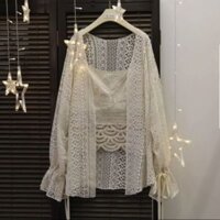 Áo khoác ren tay bồng công chúa