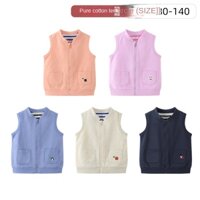 Áo Khoác Sát Nách Vải Cotton Phối Khóa Kéo Phong Cách Nhật Bản Mới Cho Bé Trai Gái 22 90 Kích Thước 140-0716