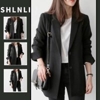 Áo khoác Slim Fit phong cách Hàn Quốc cho mùa xuân thu phong cách văn phòng Áo khoác nữ màu đen thông thường