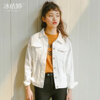Áo khoác sơ mi bò nam, nữ #008, màu :trắng, size: S-XXL