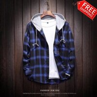 Áo khoác sơ mi ca rô , áo sơ mi caro có nón vải thun dày dặn