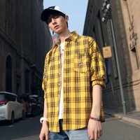 Áo khoác sơ mi caro tay dài thời trang phong cách Hàn Quốc cho nam - Xanh lá sọc II,XL