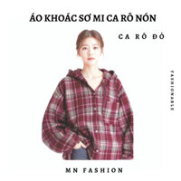 Áo Khoác Sơ Mi kẻ Caro Nam Nữ Có nón Trùm Đầu