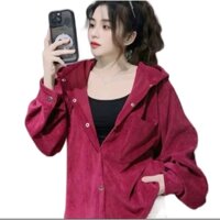 Áo Khoác Sơ Mi Nam Nữ Có Nón Trùm Đầu 2 Lớp Nhung Gân