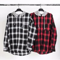 Áo khoác sơ mi nam nữ UNISEX thời trang cách điệu - Đỏ - FreeSize