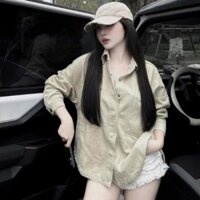 áo khoác sơ mi nữ,áo sơ mi khoác ngoài, sơ mi kaki 2 da phom thụng dấu quần cúc bọc K45