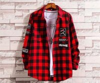 Áo khoác sơ mi sọc caro - Đỏ - freeSize