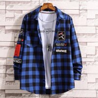 Áo khoác sơ mi sọc caro - Xanh - freeSize
