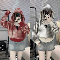 Áo Khoác Sọc Thun Gân Cotton Lụa