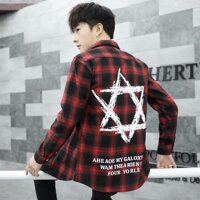 Áo Khoác Sơmi Unisex Ngôi Sao - Đỏ,Freesize dưới 67kg