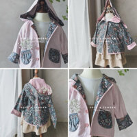 Áo khoác tai thỏ hồng ấm và thoáng mềm mùa se lạnh, mùa thu mặc được 2 mặt (10-33kg)