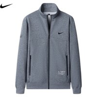 Áo Khoác Thể Thao Có Mũ Trùm Dài Tay Vải Cotton Màu Trơn Phối Khóa Kéo In Logo Nike Thời Trang Cho Nam Và Nữ (883)