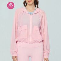 Áo Khoác Thể Thao Croptop Tay Dài Có Mũ Trùm Cá Tính