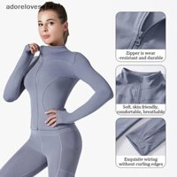 Áo khoác thể thao mùa hè AD1VN, Áo dài tay tập Yoga bó sát dành cho nữ, Áo Cardigan có dây kéo, Bộ đồ tập thể dục chạy bộ Martijn