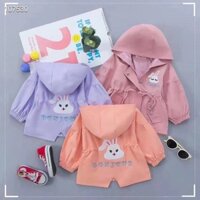 Áo khoác thêu thỏ trắng cho bé gái
