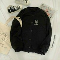Áo khoác thêu tim 298 - Đen