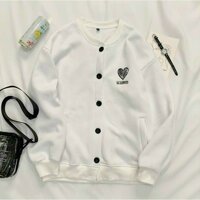 Áo khoác thêu tim 298 - Trắng