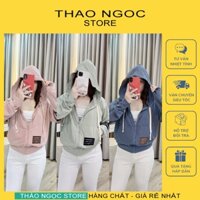 Áo khoác thun gân nữ có mũ tay phối sọc (có sẵn, hình thật) THẢO NGỌC STORE