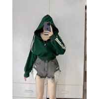 áo khoác thun lạnh nữ phom crop 3 sọc