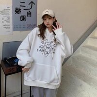 Áo Khoác Thun Nỉ Hoodie THIFU FASHION In Hình Con Gấu Dáng Rộng Nam Nữ Nón 2 Lớp Chuẩn Form Freesize Dưới 70Kg - TRẮNG,FREESIZE DƯỚI 70KG