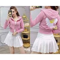 Áo khoác thun trơn có in hình bông hoa sau lưng, áo khoác có nón chất thun co dãn mặc nhẹ nhàng