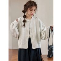 Áo Khoác Tiểu Thư Chất Nỉ Cotton Mềm Mại Nhẹ Nhàng Dễ Phối Đồ
