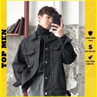 Áo khoác TOP MEN cao cấp - Áo khoác nam jean form rộng hai màu xanh đen kiểu dáng basic