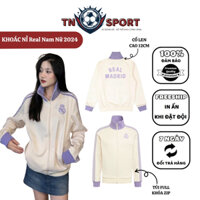 Áo Khoác Track Top Real Madrid - Jacket Real Madrid 24/25 Vải Nỉ Hàn Quốc Cổ Len 12cm Form Châu Âu Đẹp