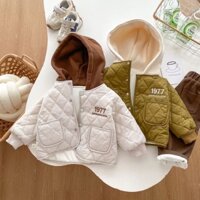 Áo Khoác Trần Bông 3 Lớp Thêu chữ Cho bé 2024