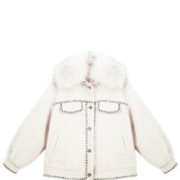 Áo khoác trắng phối cổ lông thỏ
