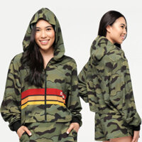 [Áo khoác] Trang phục thể dục Nhảy múa thể thao nam nữ Áo khoác có mũ trùm đầu khô nhanh Áo khoác quân đội Ngụy trang màu xanh lá cây Phong cách mới 183