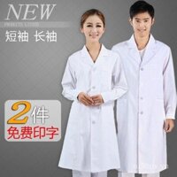 Áo khoác trắng y tế dài tay, đồng phục bác sĩ cho phụ nữ, áo khoác phòng thí nghiệm cho nam, áo khoác ngắn tay cho sinh viên hóa học, y tá, trang phục cách ly dày dạn
