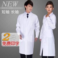 Áo khoác trắng y tế dài tay, đồng phục bác sĩ cho phụ nữ, áo khoác phòng thí nghiệm cho nam, áo khoác ngắn tay cho sinh viên hóa học, y tá, trang phục cách ly dày dạn