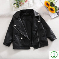 Áo Khoác Trẻ Em 2023 Thu Đông Phong Cách Mới Bé Trai Bé Gái Xe Máy Áo Khoác Da Ngắn Lông Cừu Lót 6373