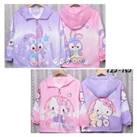 Áo khoác trẻ em, Áo khoác gió bé gái 2 lớp siêu nhẹ họa tiết hello kitty, melody, kurumi siêu nhân nhện size 16-30kg