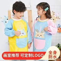 Áo khoác trẻ em chống nước và chống bẩn với logo in, quần áo bảo vệ mỏng cho bé mùa hè, yếm ăn cho bé, tạp dề vẽ tranh