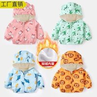 Áo Khoác trẻ sơ sinh hoạt hình lót nhung áo thu đông 3 tuổi áo mùa đông 6 tháng bé trai bé gái trẻ em