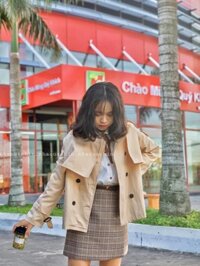 Áo khoác trench coat( đen/be), áo khoác kaki nữ tay dài dáng rộng phong cách retro Hàn Quốc