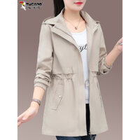 Áo khoác trench coat nữ dài vừa mùa xuân thu 2025 thời trang mới trang phục suối nước nóng thanh lịch